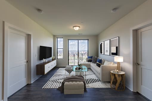 Open Concept Living Room Interior at Adams Edge Apartments, Cincinnati, OH, 45202