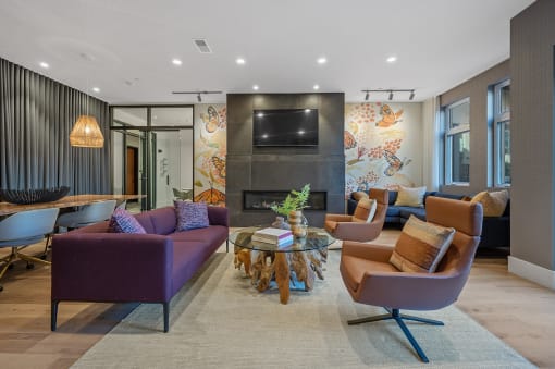a living room with couches and chairs and a television at Four23/Hoge, Cincinnati, OH, 45226