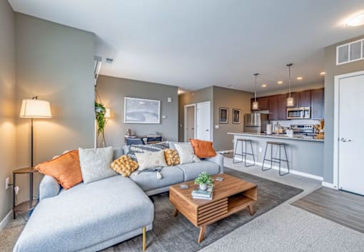 Spacious Living Room at Liberty Flats Apartments, Liberty Township