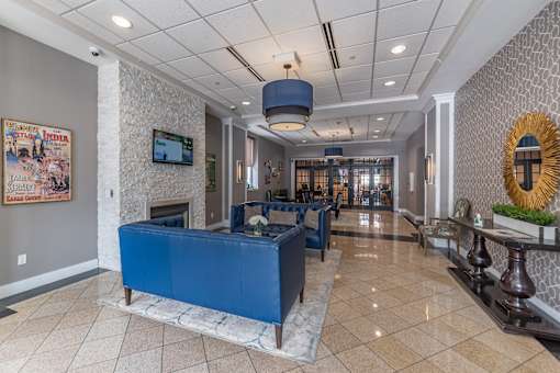 Stunning expansive building entrance lobby.at Renaissance at the Power Building, Cincinnati, OH