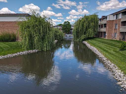 Lovely trees border our community lake at Lawrence Landing, Indianapolis