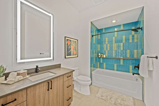 Bathroom with a toilet sink and bathtub at Four23/Hoge, Cincinnati, OH, 45226
