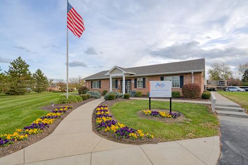 A building with an American flag in front of it at A62 Apartments, Indianapolis, Indiana