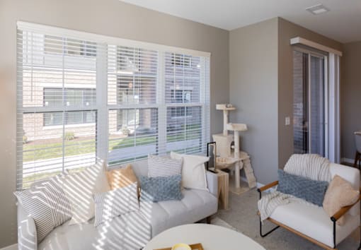 Bright Living Room at Liberty Flats Apartments, Liberty Township, OH