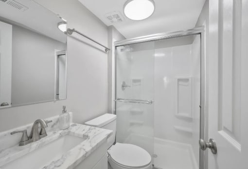 Oval Tub With Combo Shower at Finneytown Apartments and Townhomes, Cincinnati, Ohio