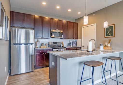 Modern Kitchen at Liberty Flats Apartments, Liberty Township, Ohio
