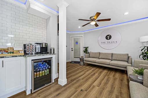 Modern kitchen with coffee machine at Trails at Mariemont, Cincinnati, Ohio