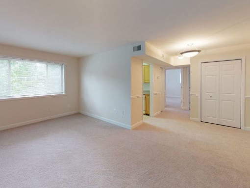 Spacious two bedroom apartment living room at Woodlee Terrace Apartments, Virginia