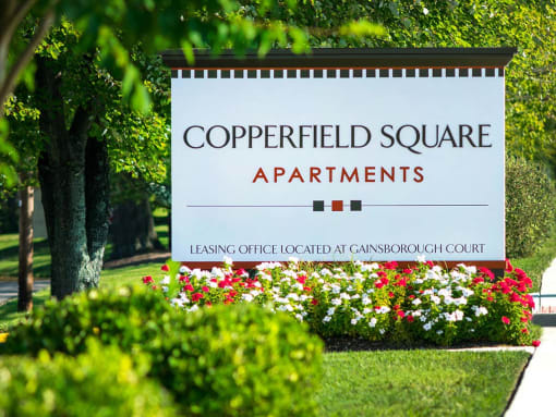 Exterior sign for Copperfield Square Apartments