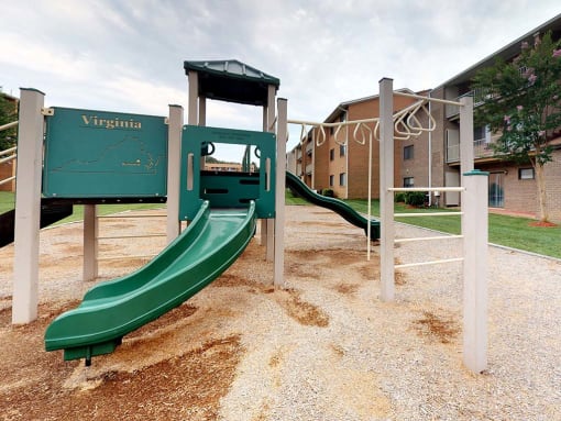 Playground structure and slide at Gainsborough Court Apartments, Virginia