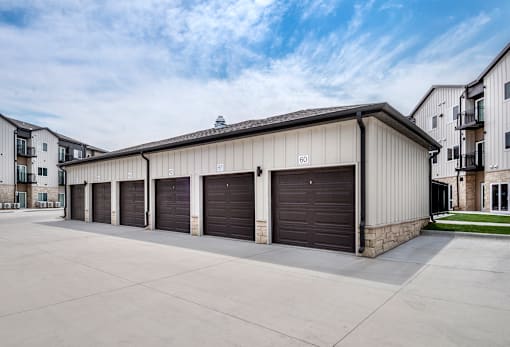 A large garage with the number 60 on it.