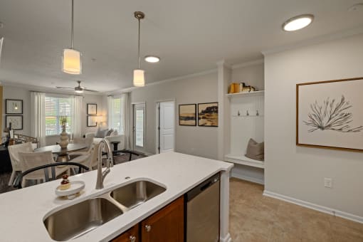 spacious kitchen and dining area
