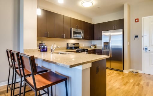Gourmet Kitchen With Island at The Monarch, East Rutherford, 07073
