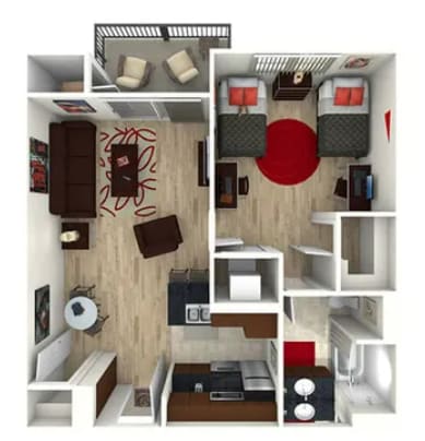 a 2 bedroom192 sq ft floor plan