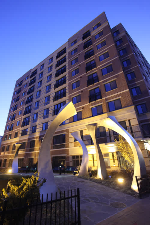 A tall building at Argent Apartments, Silver Spring, MD