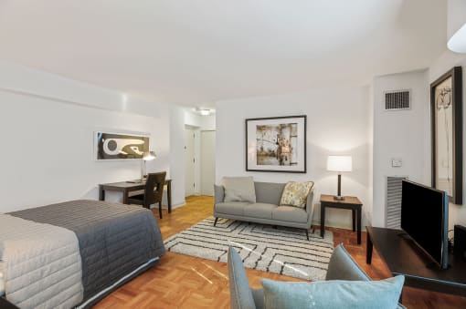 Studio Living Room Interior at Carillon House Apartments, Washington