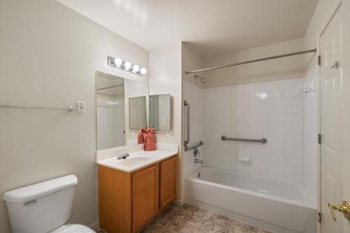Modern bath space at River Point Apartments, Essex