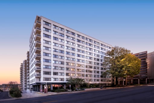 exterior view of building at Colesville Towers Apartments, Maryland 20910