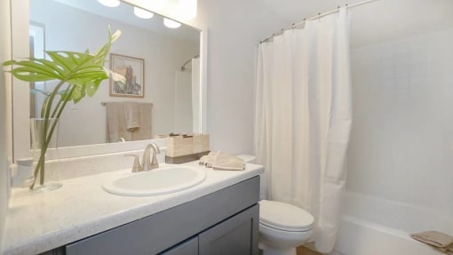 a bathroom with a sink toilet and shower at Elevate at Huebner Grove, San Antonio, 78230
