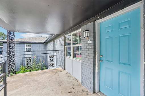 Blue front door - exterior