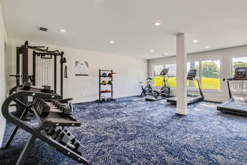 the gym at the preserve at polk apartments