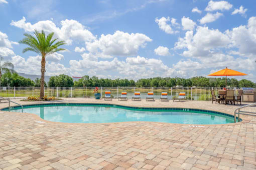 our apartments have a resort style pool and patio