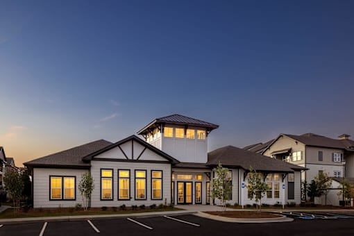 Building at night at Century Mundy Mill Apartments, Georgia 30566