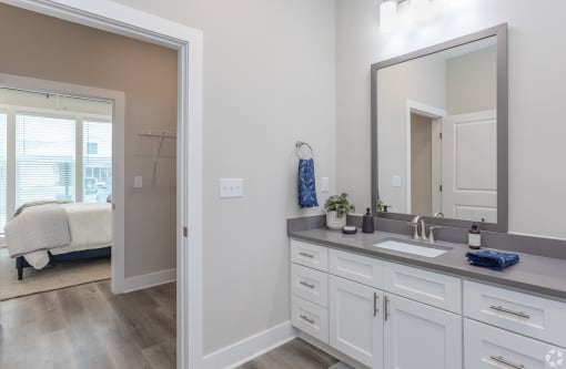 Renovated Bathrooms With Quartz Countersat Ansley Park Apartments, North Carolina, 28412