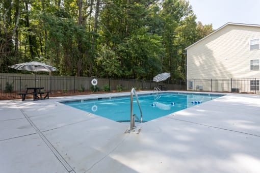 our apartments have a resort style swimming pool in our backyard