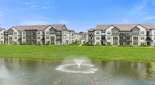Lake With Fountain at Century Grove Park, Knightdale
