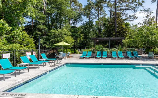 Sparkling pool at Oasis at Twinwood in Wilmington, NC