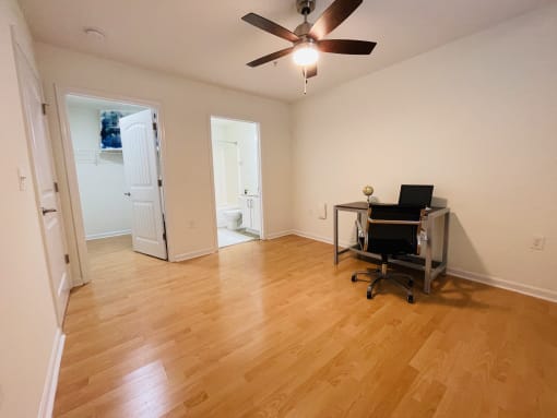 Bedroom with private bath at Oasis at Twinwood in Wilmington, NC