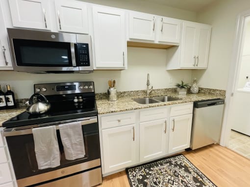 Stainless steel appliances in kitchen at Oasis at Twinwood in Wilmington, NC