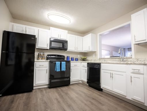 Renovated kitchen with microwave  at Avenues at Holcomb Bridge, Peachtree Corners, GA