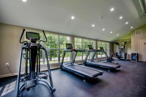 the gym has plenty of equipment for residents to use at The Dylan, Murfreesboro, TN 37129