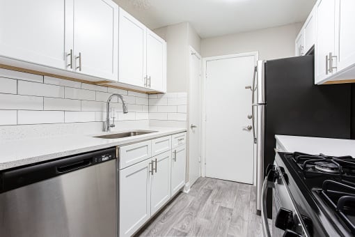 Modern kitchen and sink at Parkside at Sandy Springs Atlanta, GA