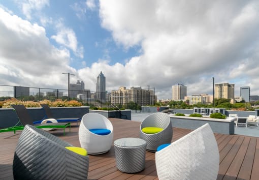 The Rooftop Deck With Views Of Skyline at Crest at Midtown, Atlanta, 30308