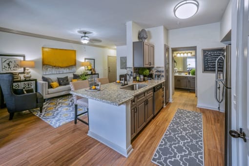 Gourmet Kitchen With Island at The Aster Sugar Land Apartments, Sugar Land, Texas
