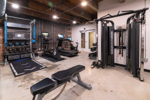 Fitness Center With Modern Equipment at 99 Front, Memphis, Tennessee