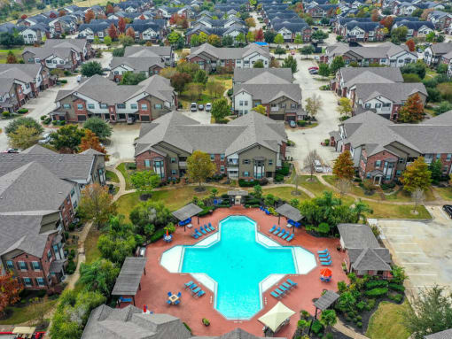 Aerial view of pool at Artesian on Westheimer, Houston, TX, 77077