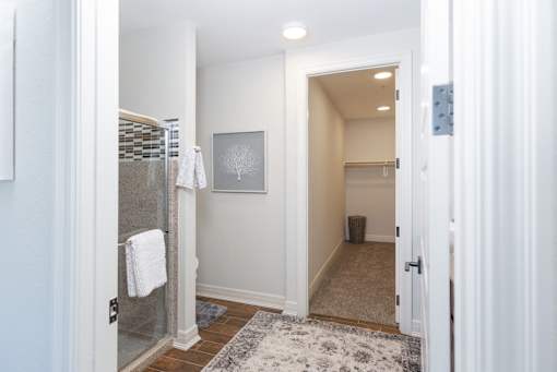 Bathroom With Storage Area at Carson Street Towers, Kansas