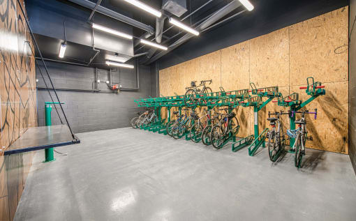 Bike lounge at Deca Apartments, Greenville