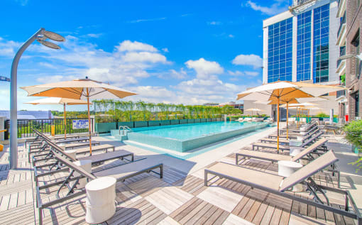 Pool deck at Deca Apartments, Greenville