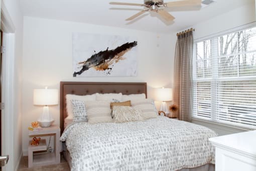 Model Bedroom at Fifth Street Place Apartments, Charlottesville, VA, 22903