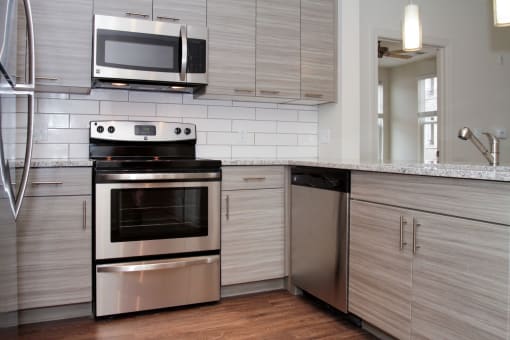 Model kitchen at Fifth Street Place Apartments, Virginia, 22903