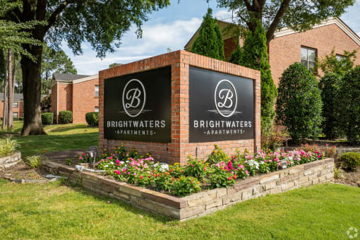 the sign at Brightwaters Apartments, Little Rock