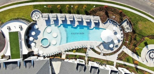 a view of the swimming pool at the resort at Esplanade District Apartments, Little Rock, Arkansas