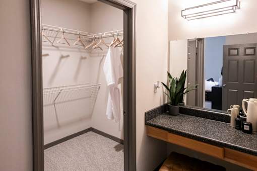 a bathroom with a shower and a sink and a mirror at Parc 1346, Chattanooga, 37421