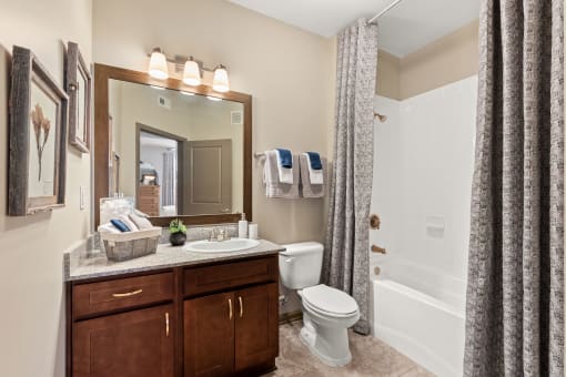 a view of a bathroom with a toilet and a sink at The Ridge at Chenal Valley, Little Rock, AR 72223