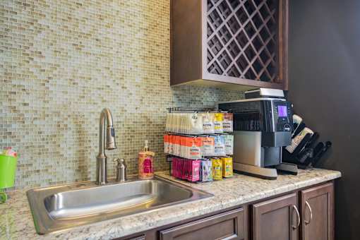 Kitchen with sink at The Ridge at Chenal Valley Apartments, Little Rock, AR